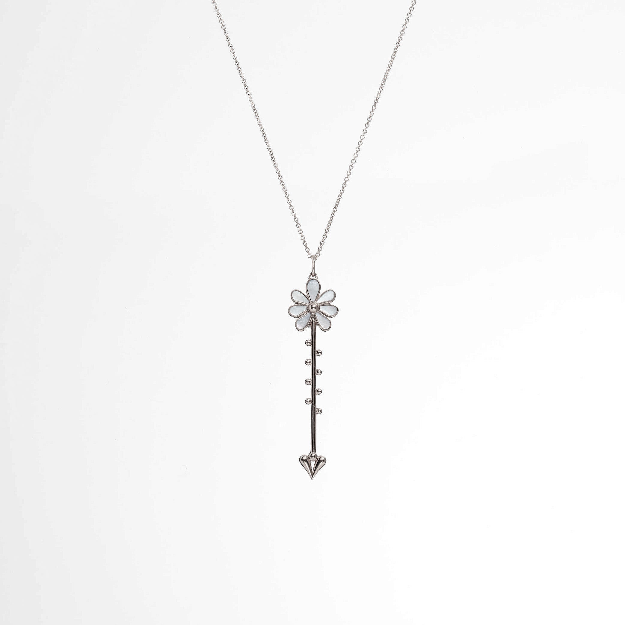 Bloom Wand Pendant in Sterling Silver and Mother-of-Pearl