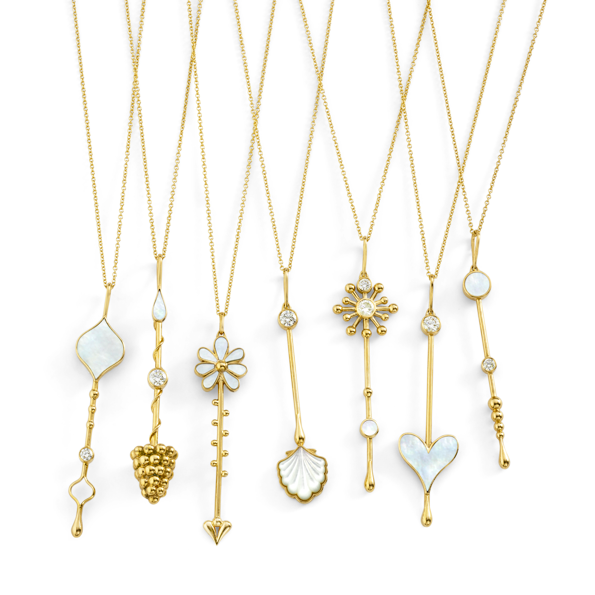 Love Wand Pendant in 18k Yellow Gold and Mother-of-Pearl