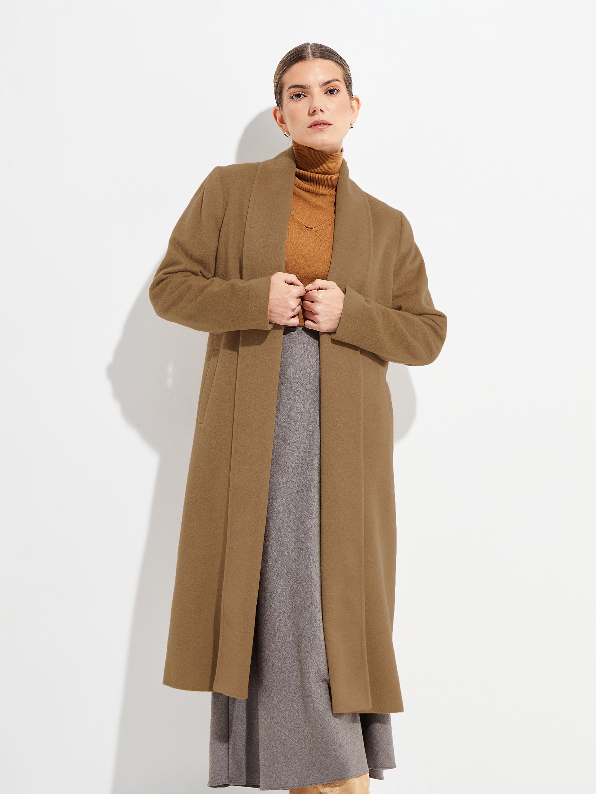 Long Swing Coat Vicuna Color Camel