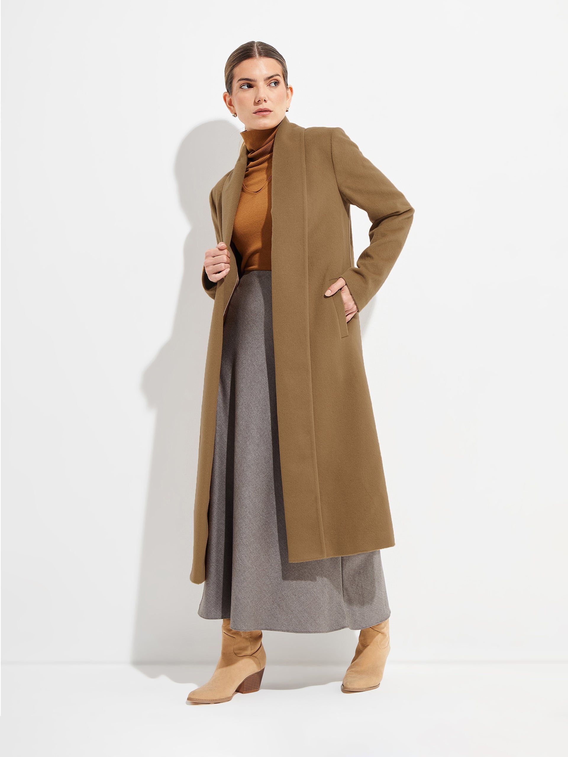 Long Swing Coat Vicuna Color Camel