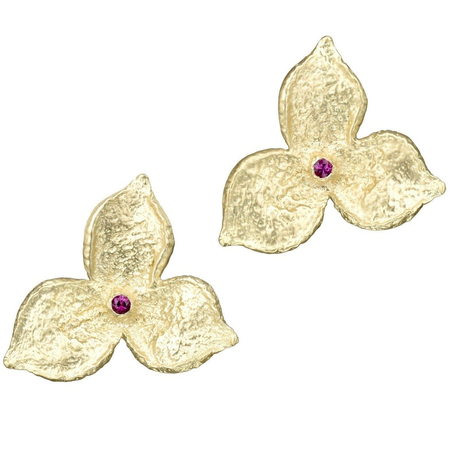 limited edition Fairmined Gold 3 Petal Ruby Statement Earrings - Paz Lifestyle 