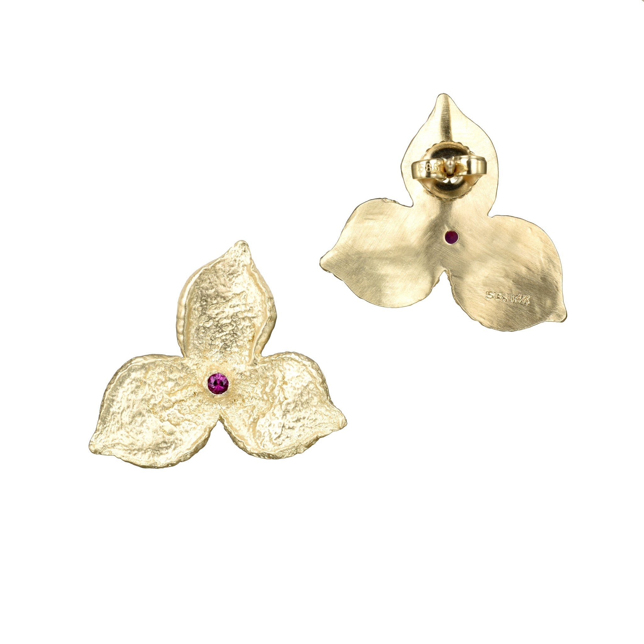 limited edition Fairmined Gold 3 Petal Ruby Statement Earrings - Paz Lifestyle 