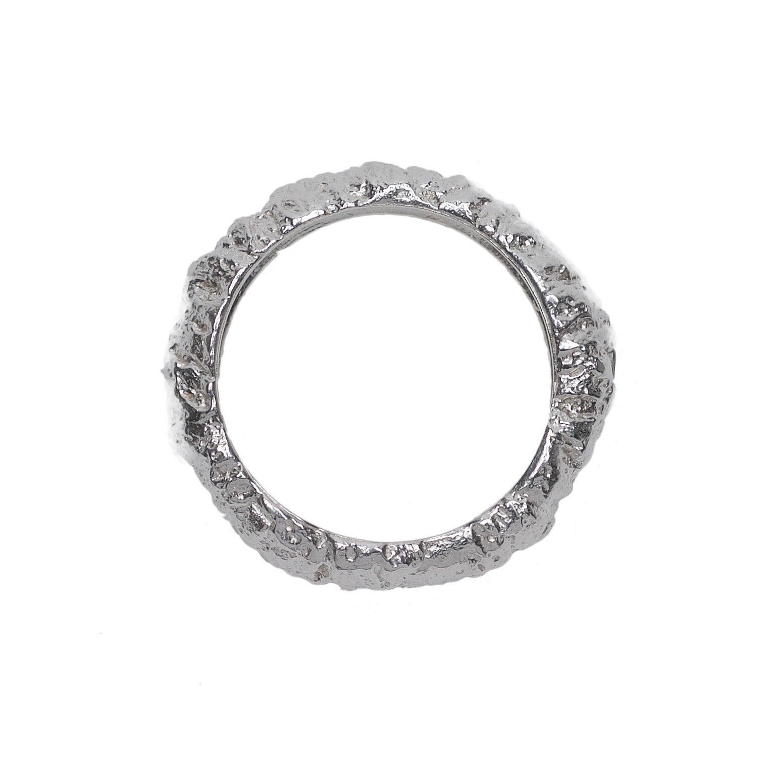 The tree trunk inprint wedding band in 14k and 18k white and yellow gold with a black diamond - Paz Lifestyle 