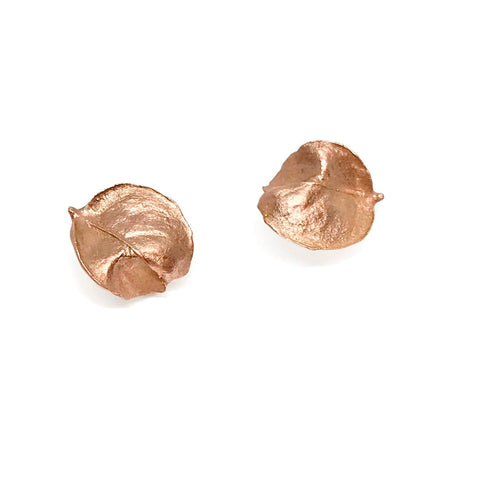 Brooklyn Autumn Leaf Cast Earrings in 10K and 18K Pink Gold - Paz Lifestyle 