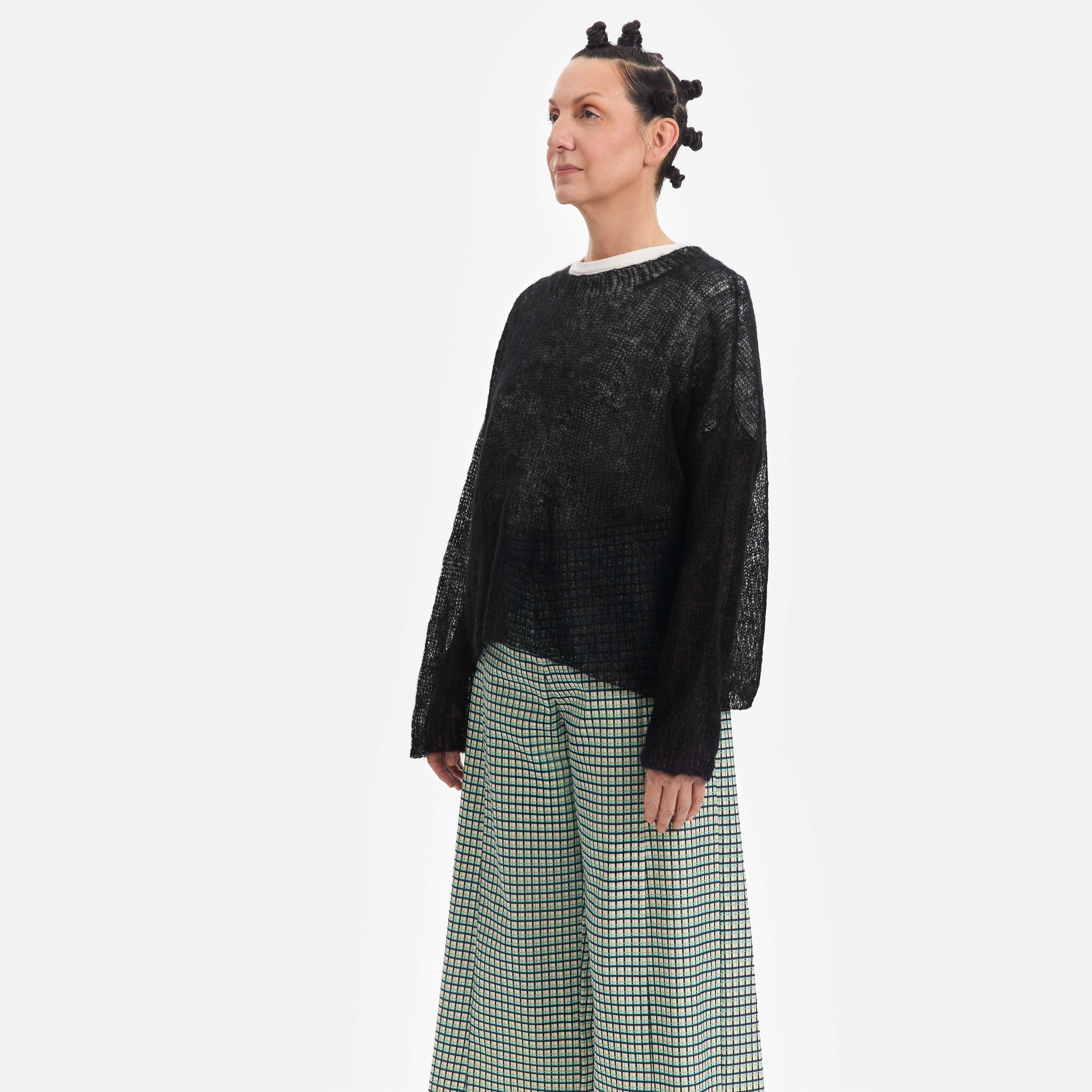 Black Mohair Handknit Pullover - Paz Lifestyle 