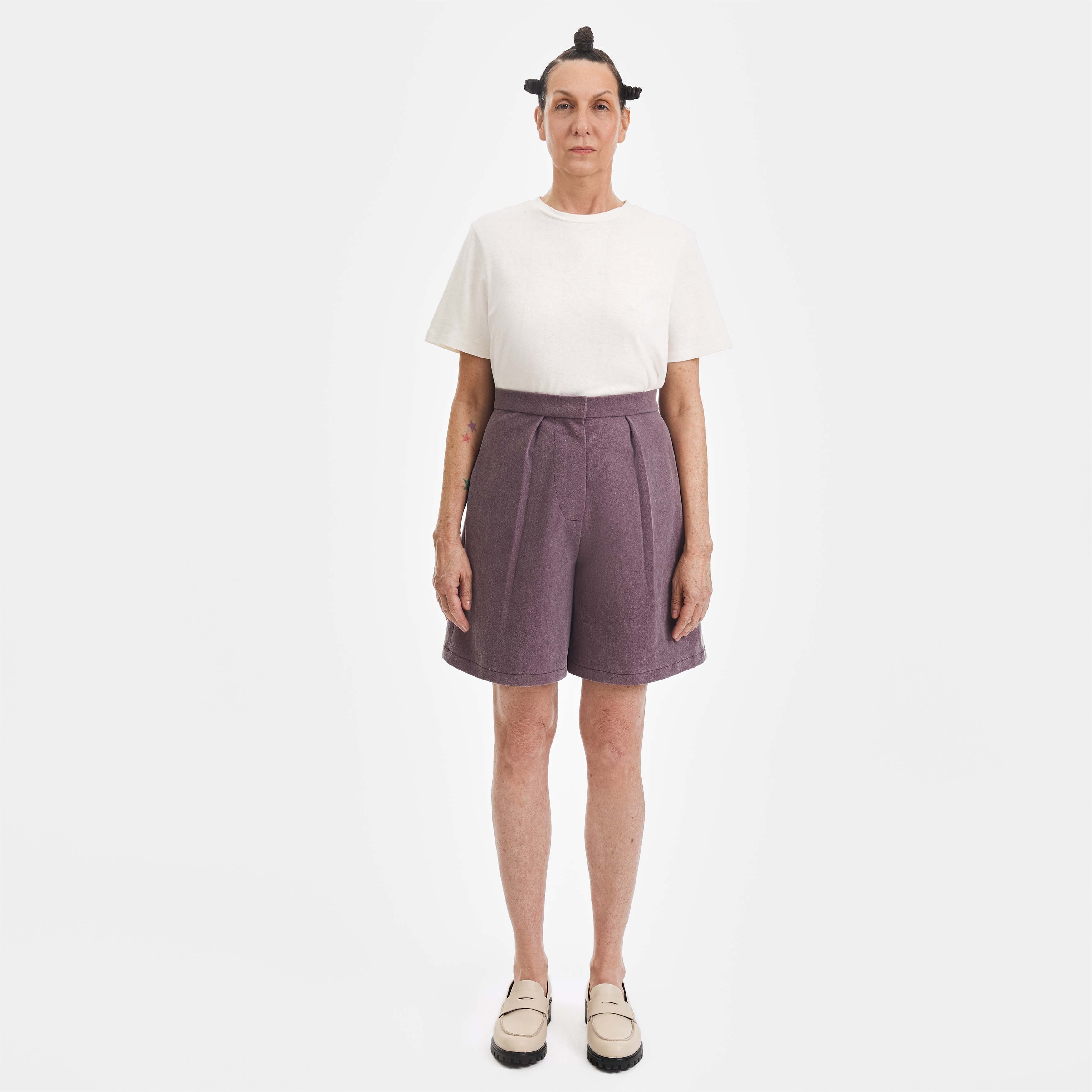 Purple Denim Safari Shorts