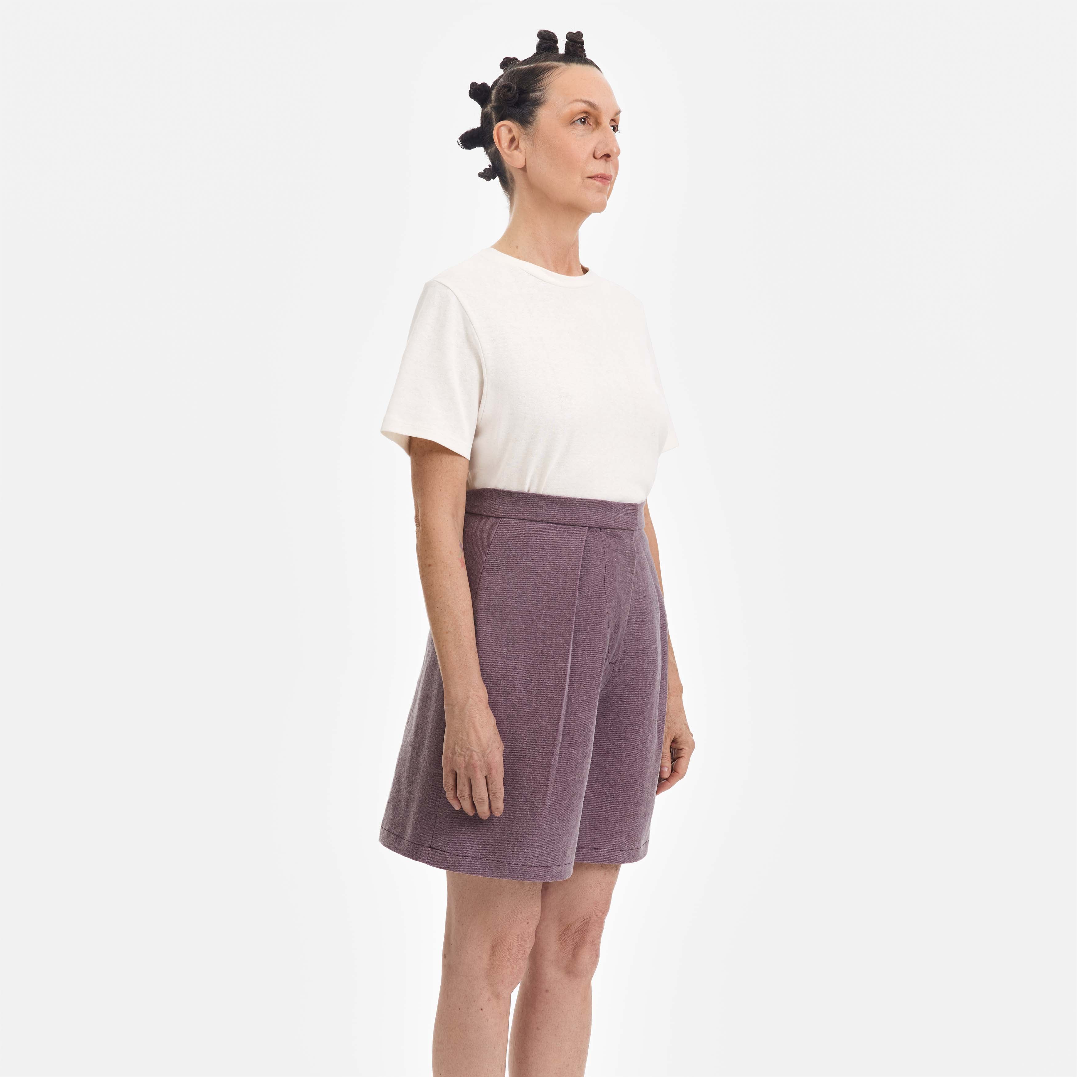 Purple Denim Safari Shorts