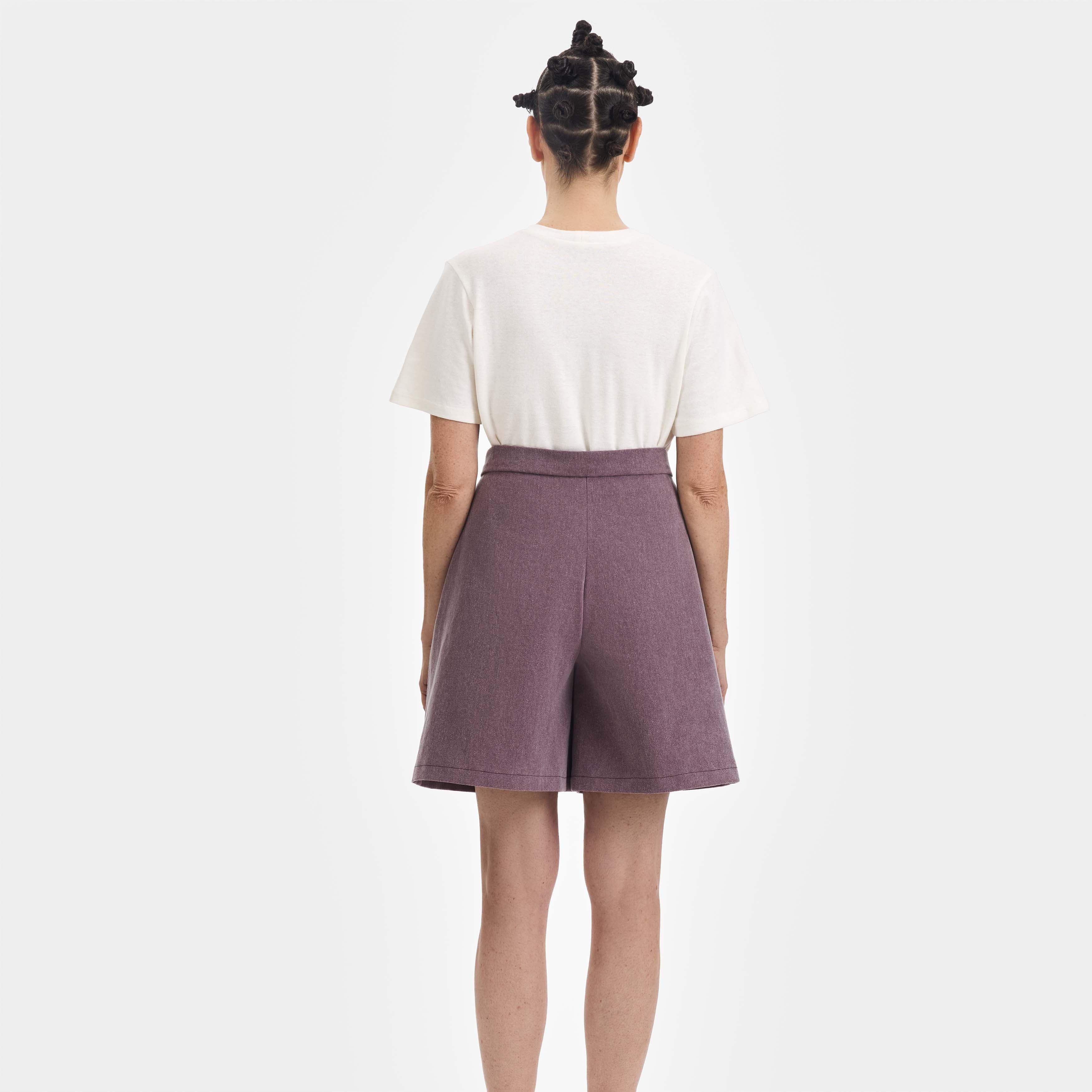 Purple Denim Safari Shorts