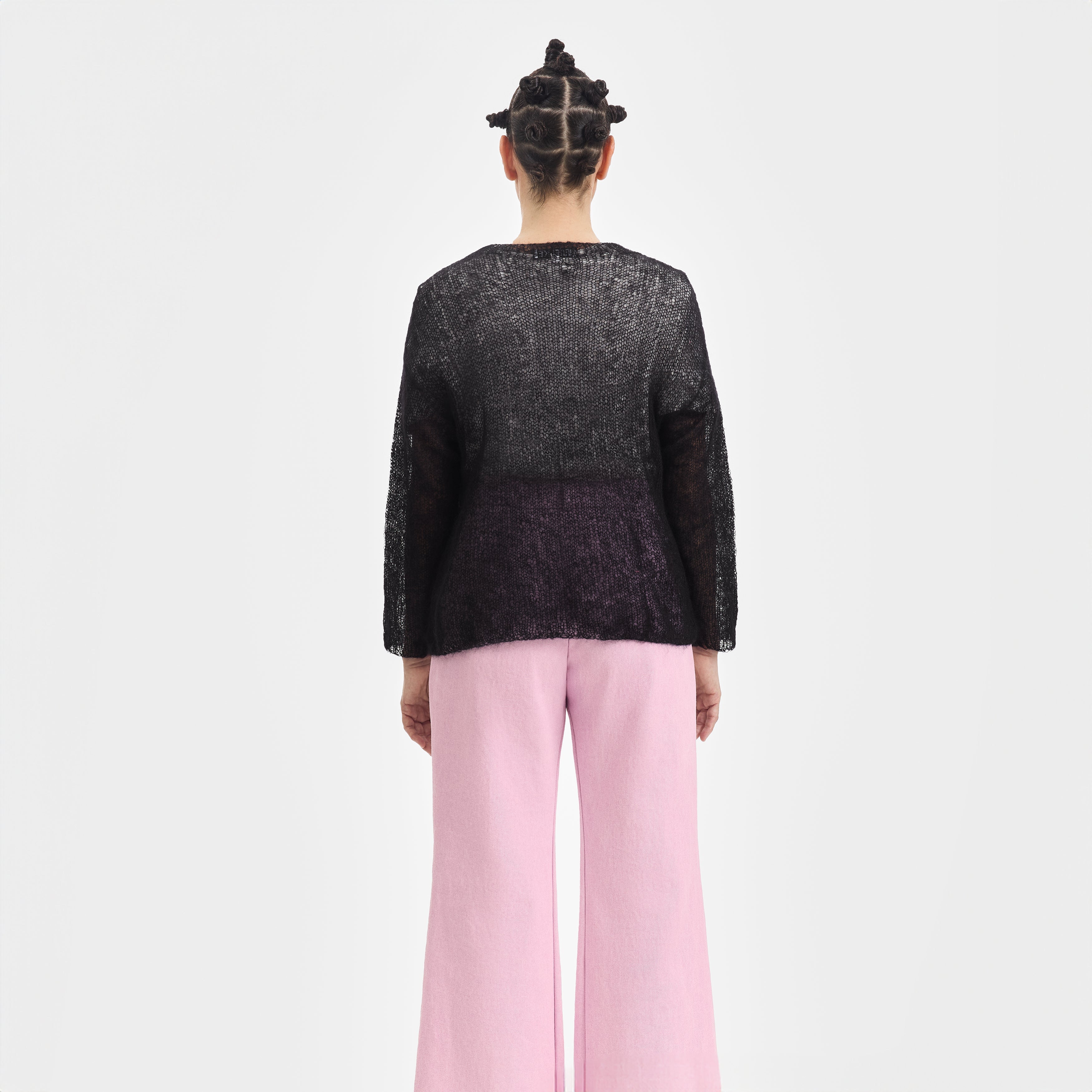 Black Mohair Handknit Pullover with Pink Pony - Paz Lifestyle 