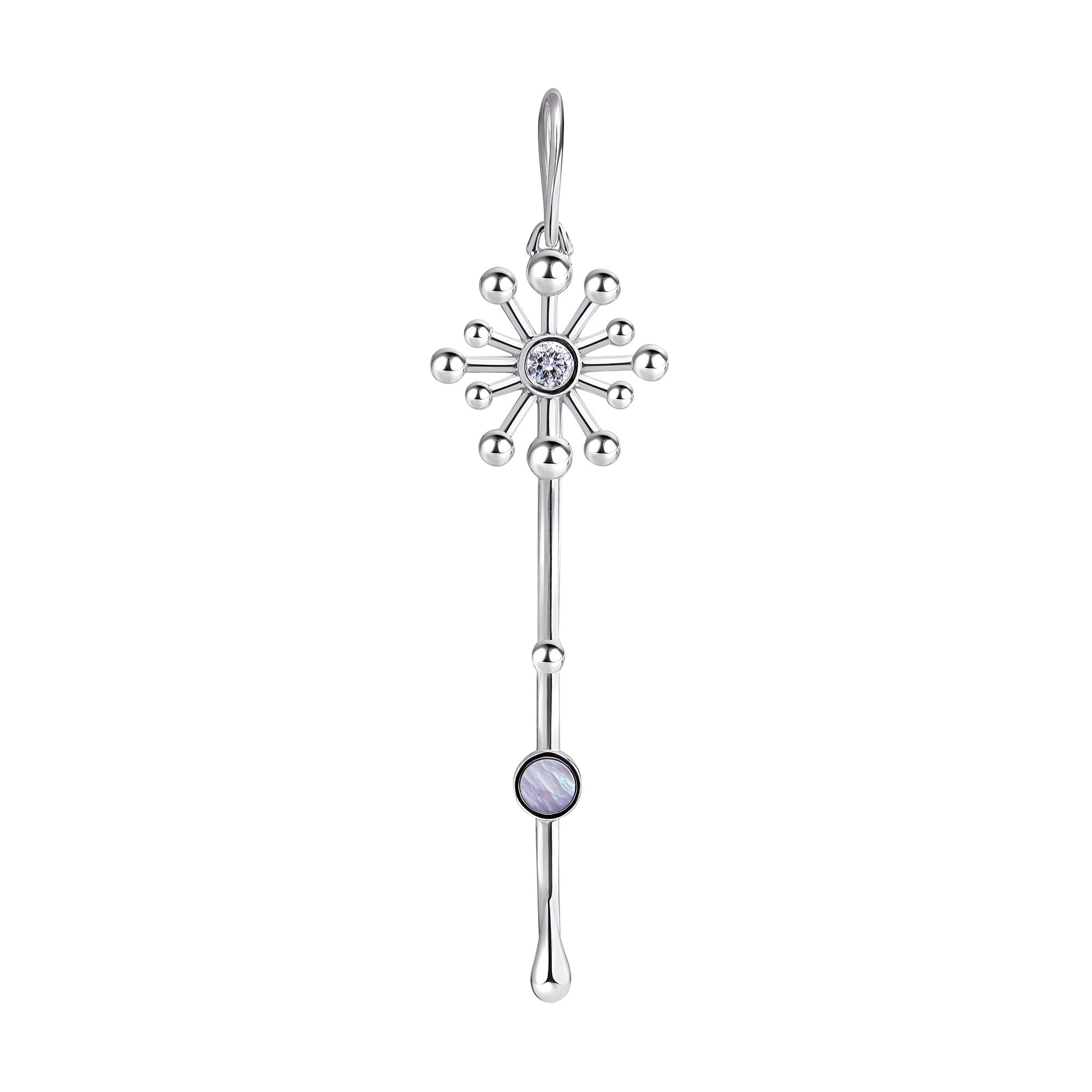 Light Wand Pendant in Sterling Silver and Mother-of-Pearl - Paz Lifestyle 