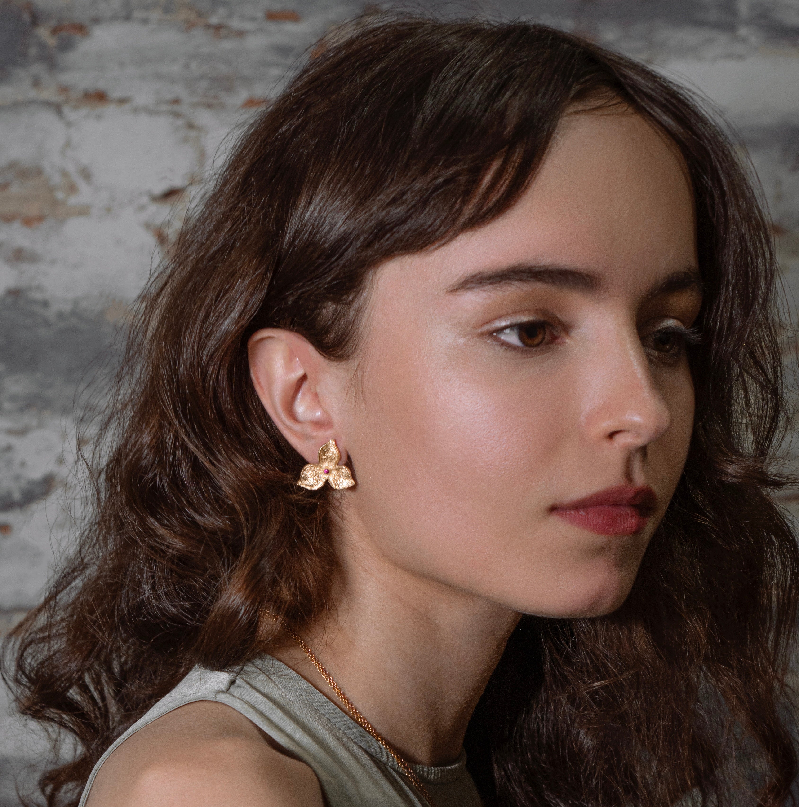 limited edition Fairmined Gold 3 Petal Ruby Statement Earrings - Paz Lifestyle 