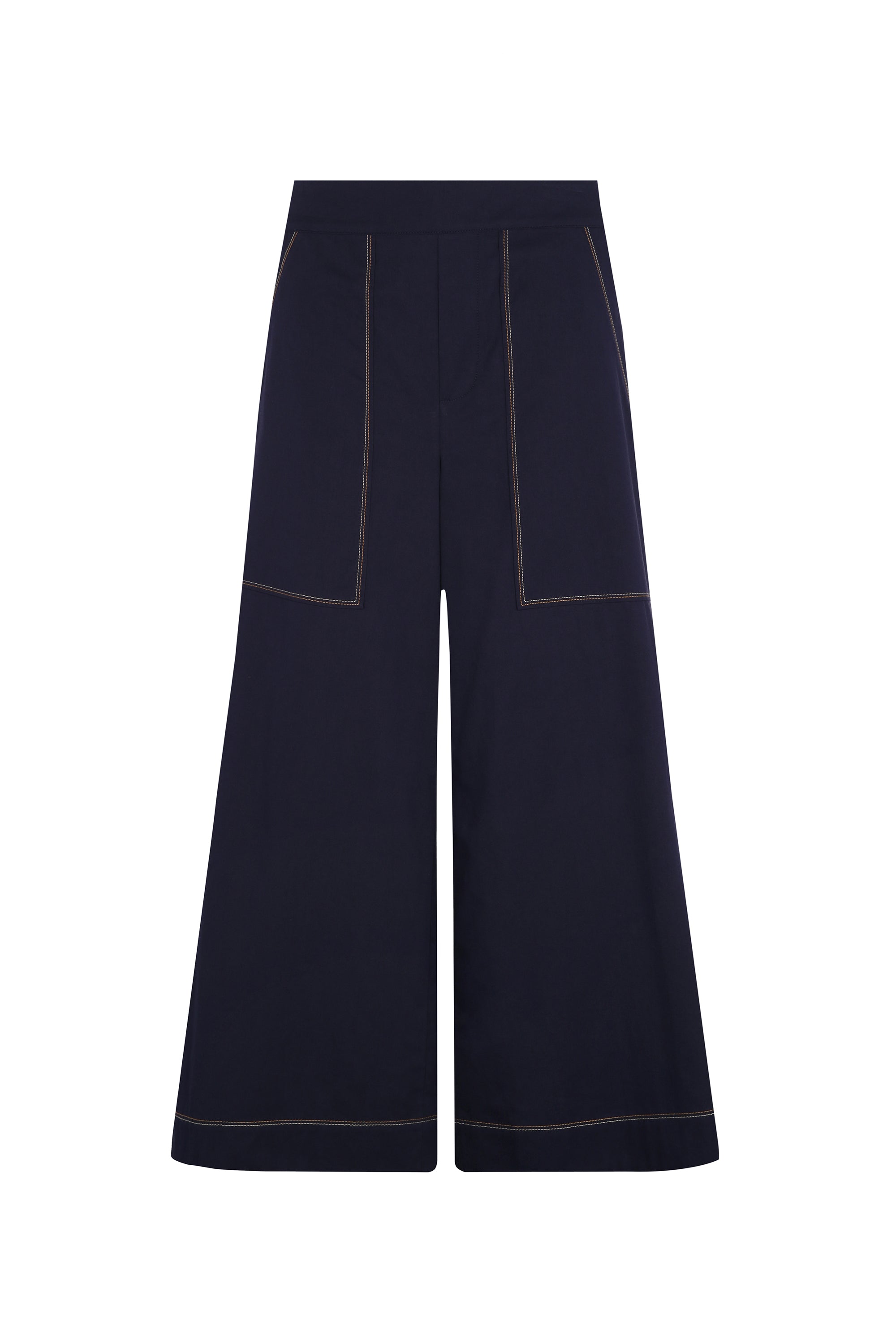 Zoe High-Rise Cotton Pants | Navy - Paz Lifestyle 