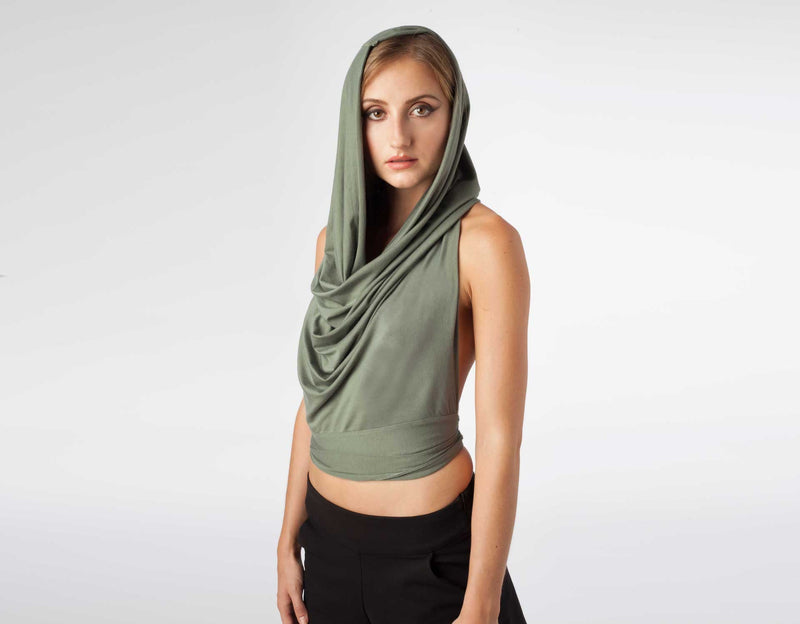 Olive Green Convertible Dress By Lâcher Prise Apparel-Hood Look