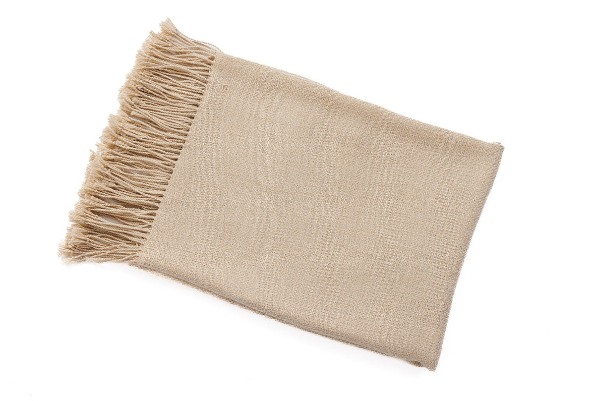 Handloomed 100% Undyed Baby Alpaca Throw Blanket | Ivory Mist | Wasi Collection