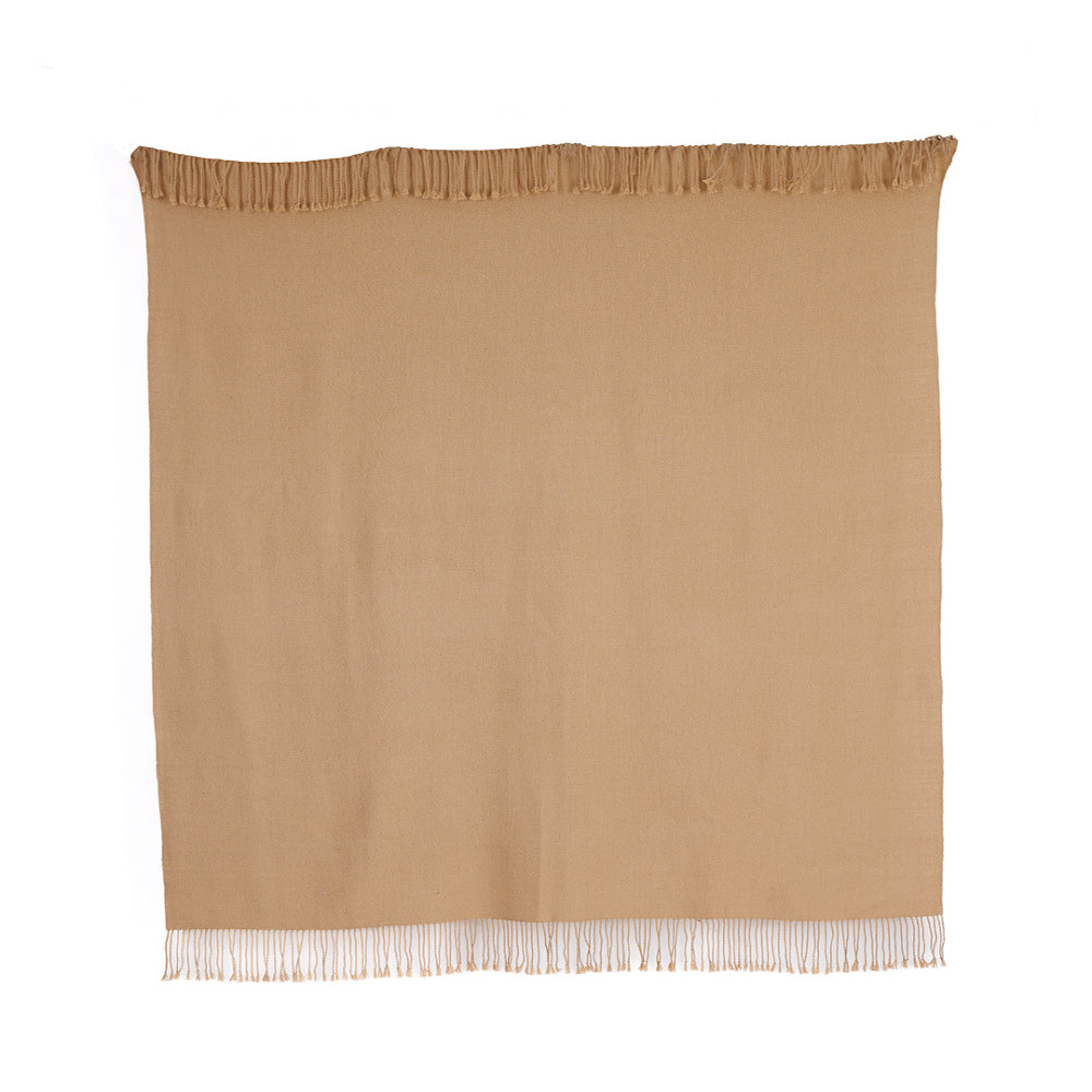 Wasi Collection - Handloomed Undyed 100% Baby Alpaca Camel Brown Throw Blanket From Peru