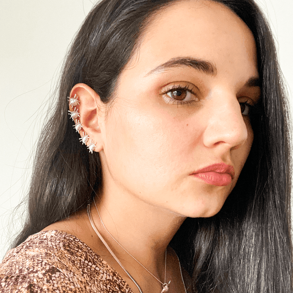 Tiny Beetle Silver Ear Cuff Earrings d'Franciscojewelry 