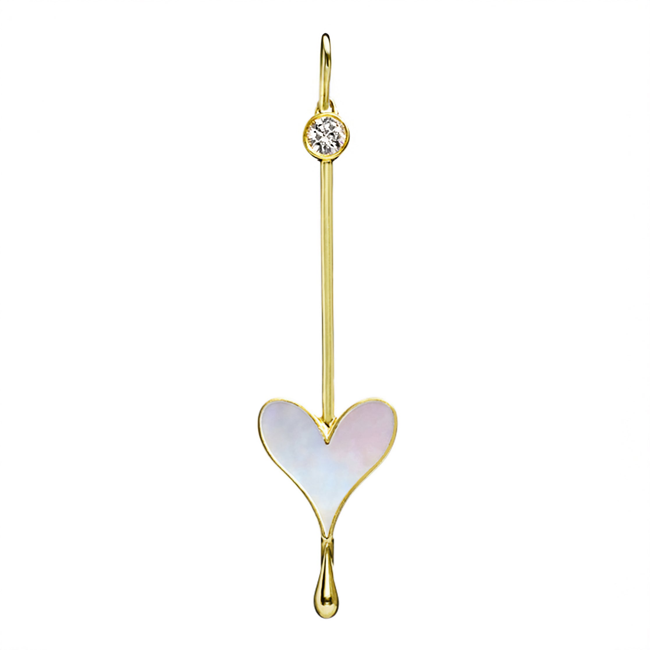 Love Wand Pendant in 18k Yellow Gold and Mother-of-Pearl - Paz Lifestyle 