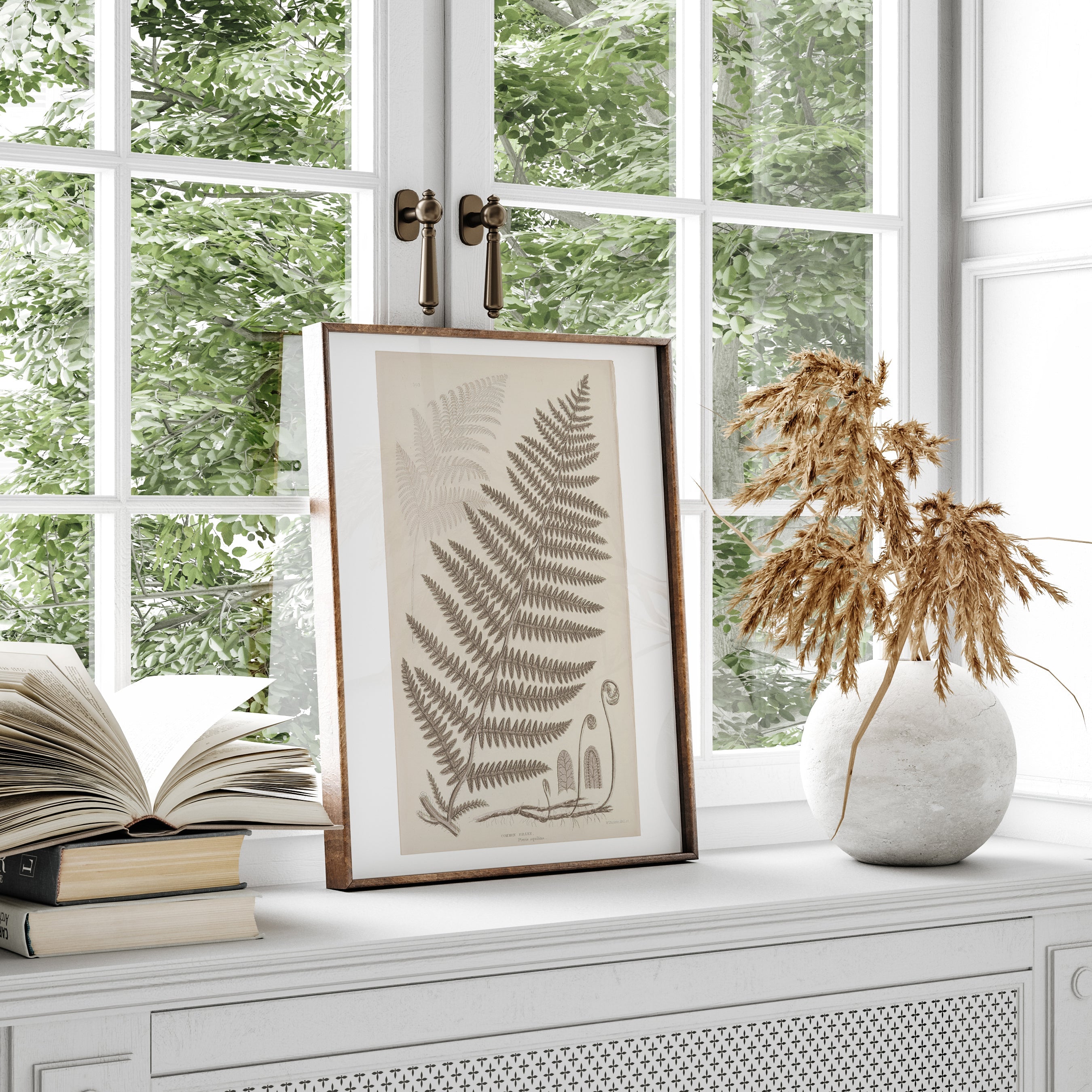 Antique Ferns Set of 4 In French Gray and Green - Paz Lifestyle 