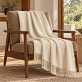Handloomed Undyed Baby Alpaca & Peruvian Pima Cotton Throw Blanket | Ivory | Kulsi Collection