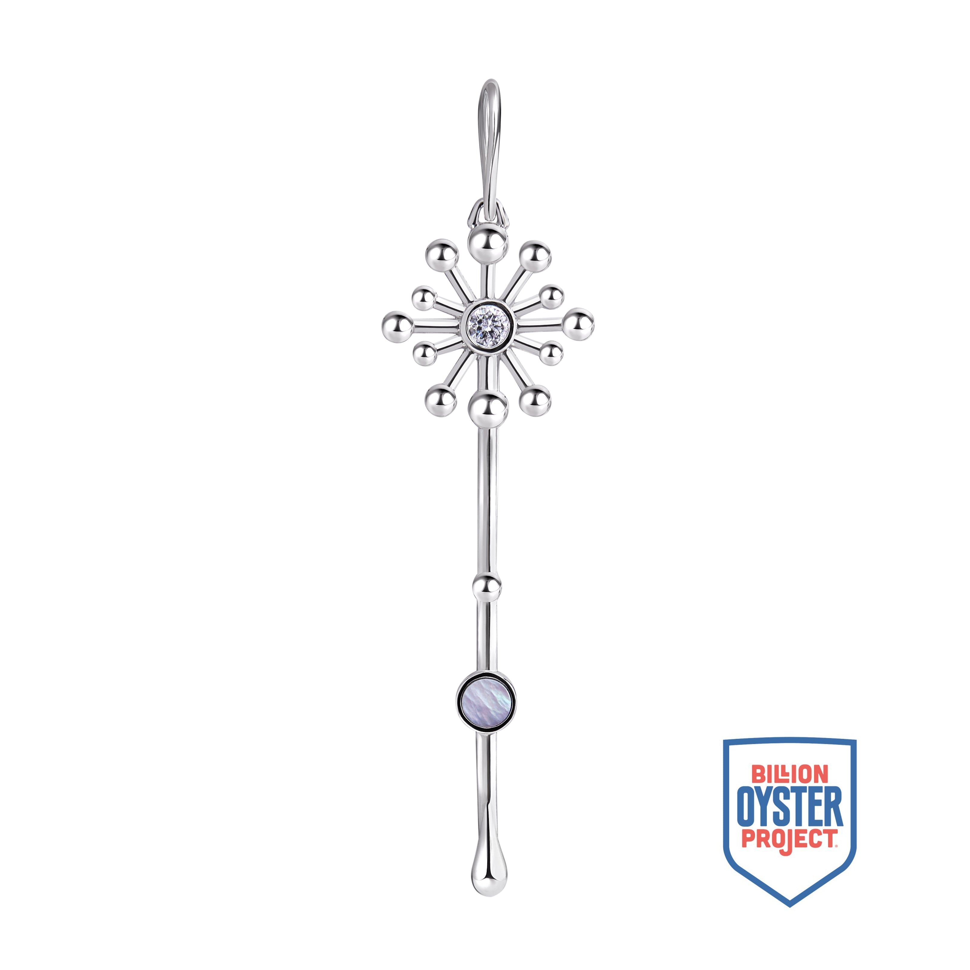 Light Wand Pendant in Sterling Silver and Mother-of-Pearl - Paz Lifestyle 