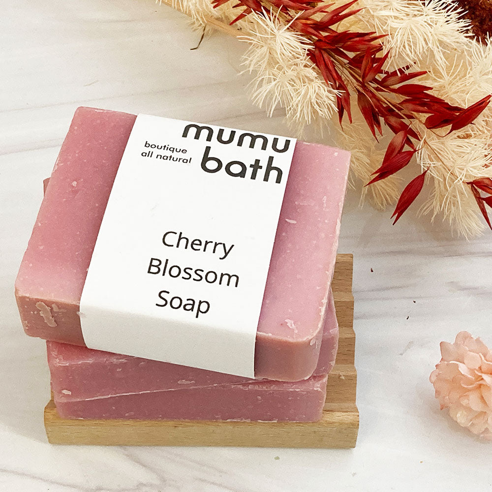 3 Cherry Blossom Soap bars made by Mumu Bath beauty products