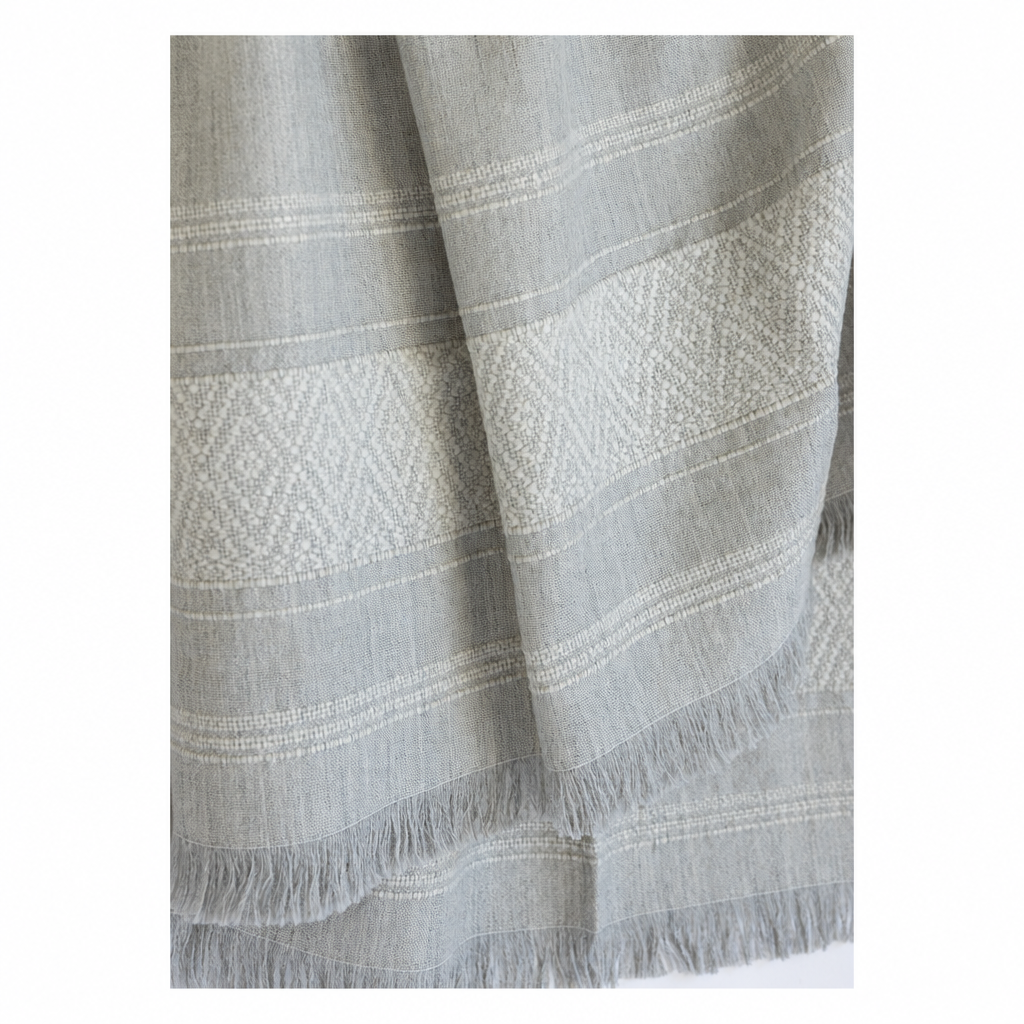 Handloomed Superfine Alpaca Throw Blanket | Gray & Ivory CloudHaven | Allira Collection
