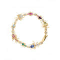 Ant Tennis Bracelet Yellow Gold and Colored Gemstones