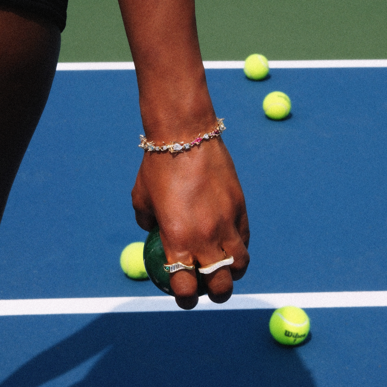 Ant Tennis Bracelet Yellow Gold and Colored Gemstones