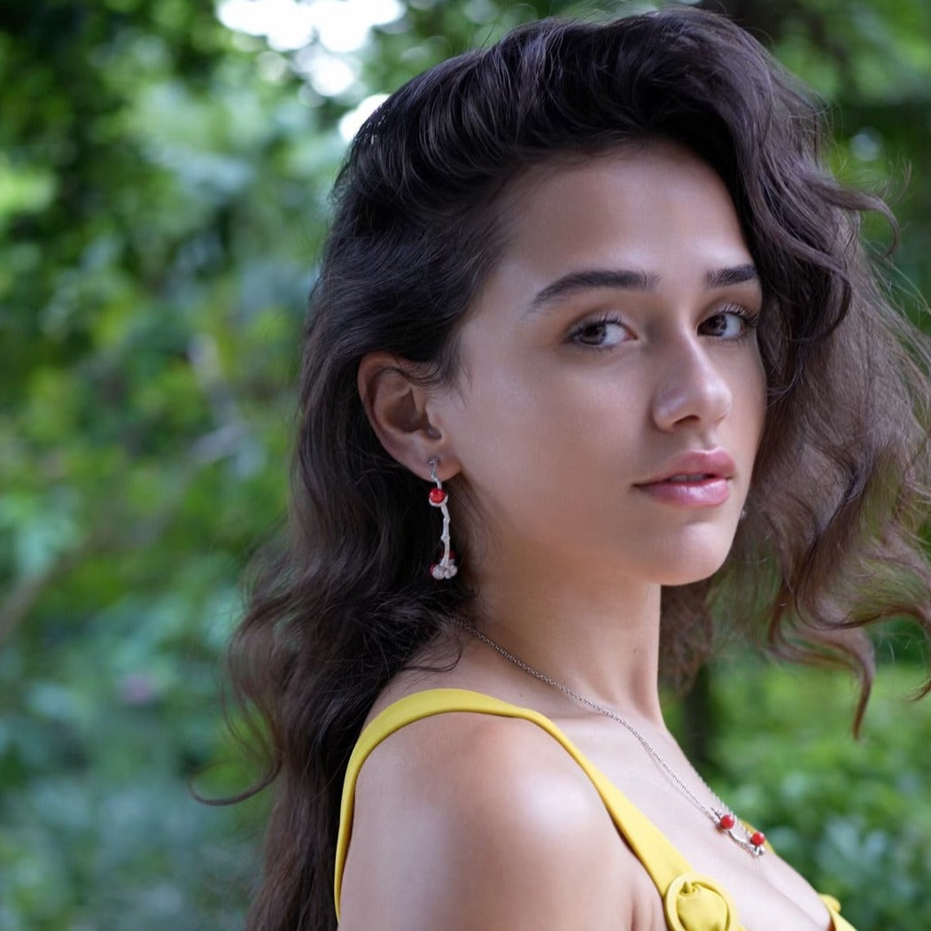 coral beads earrings one of a kind - Paz Lifestyle 