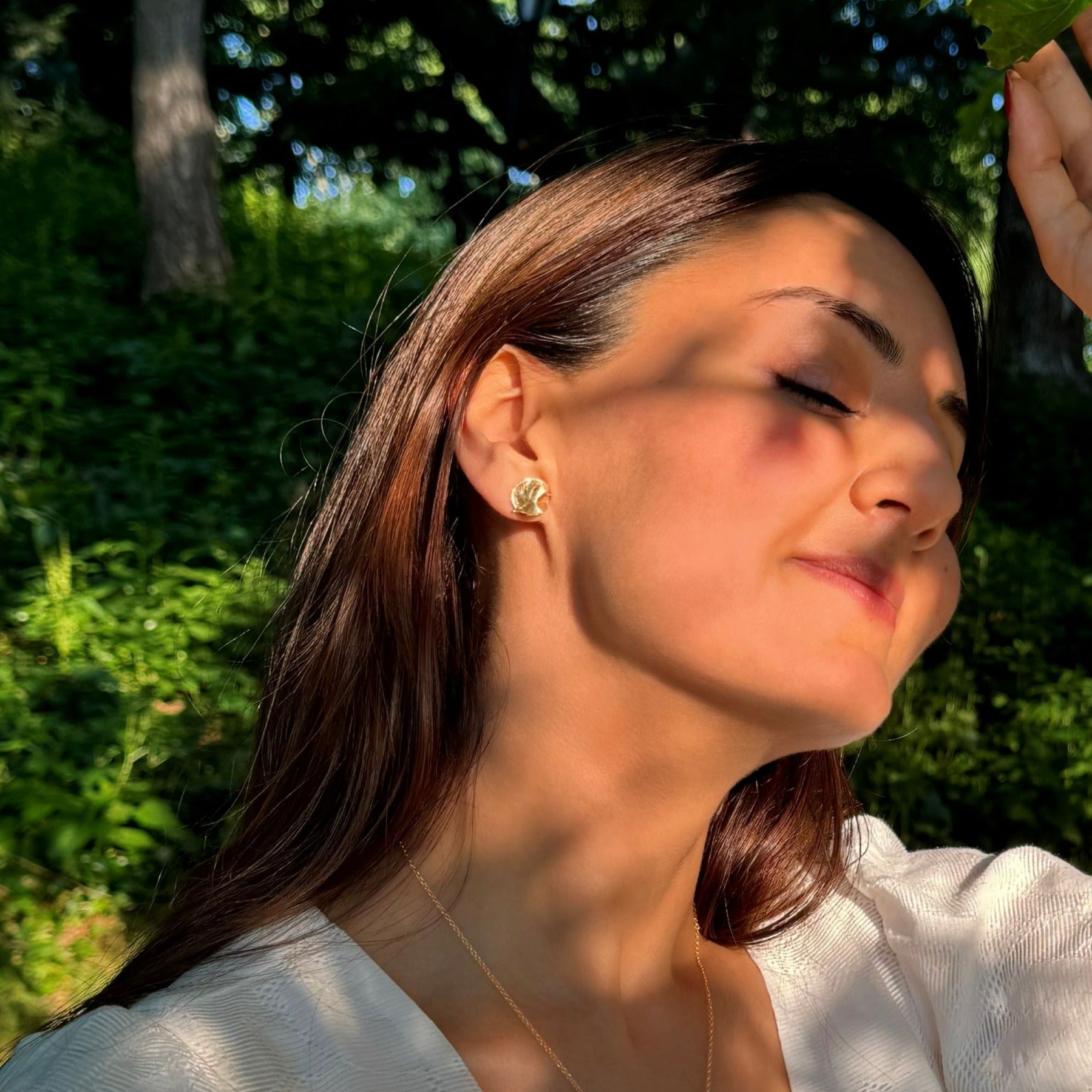 Brooklyn Autumn Leaf Cast Earrings in 10K Yellow Gold - Paz Lifestyle 