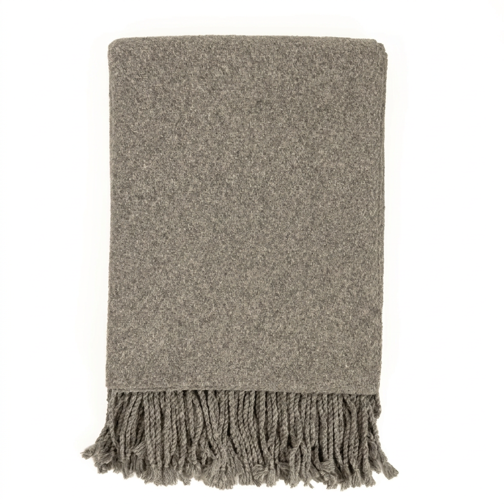 Handloomed Undyed Baby Alpaca & Peruvian Pima Cotton Throw Blanket | Graphite | Kulsi Collection
