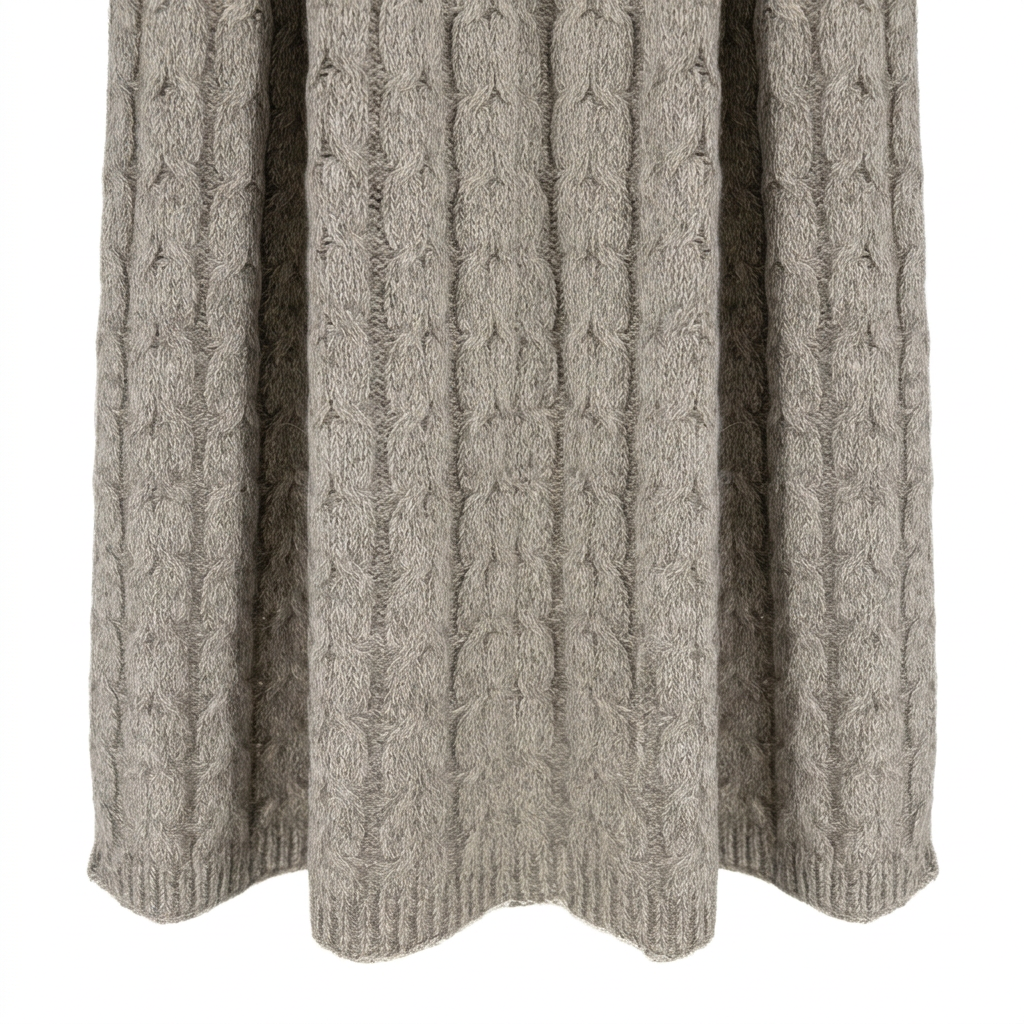 Hand-Finished Undyed Baby Alpaca & Peruvian Pima Cotton Cable Knit Throw Blanket | Graphite | Muru Collection