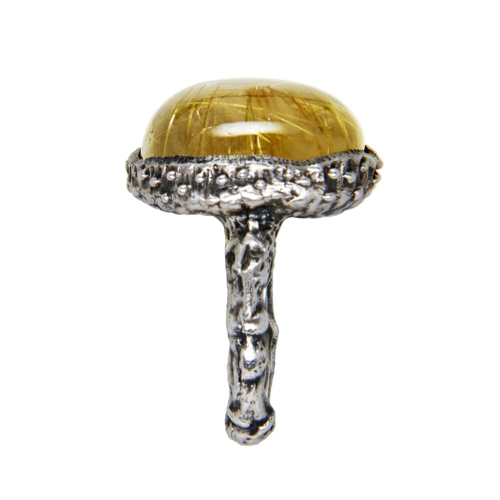 sterling silver with a rutilated quartz stone acorn ring - Paz Lifestyle 