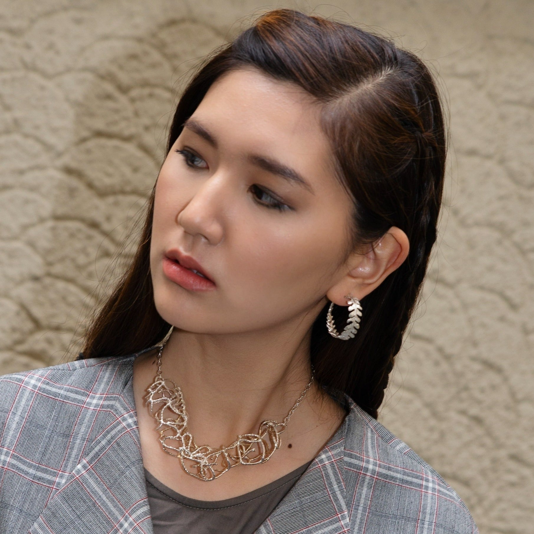 the fern hoop earrings, cast from a fern harvested in France - Paz Lifestyle 