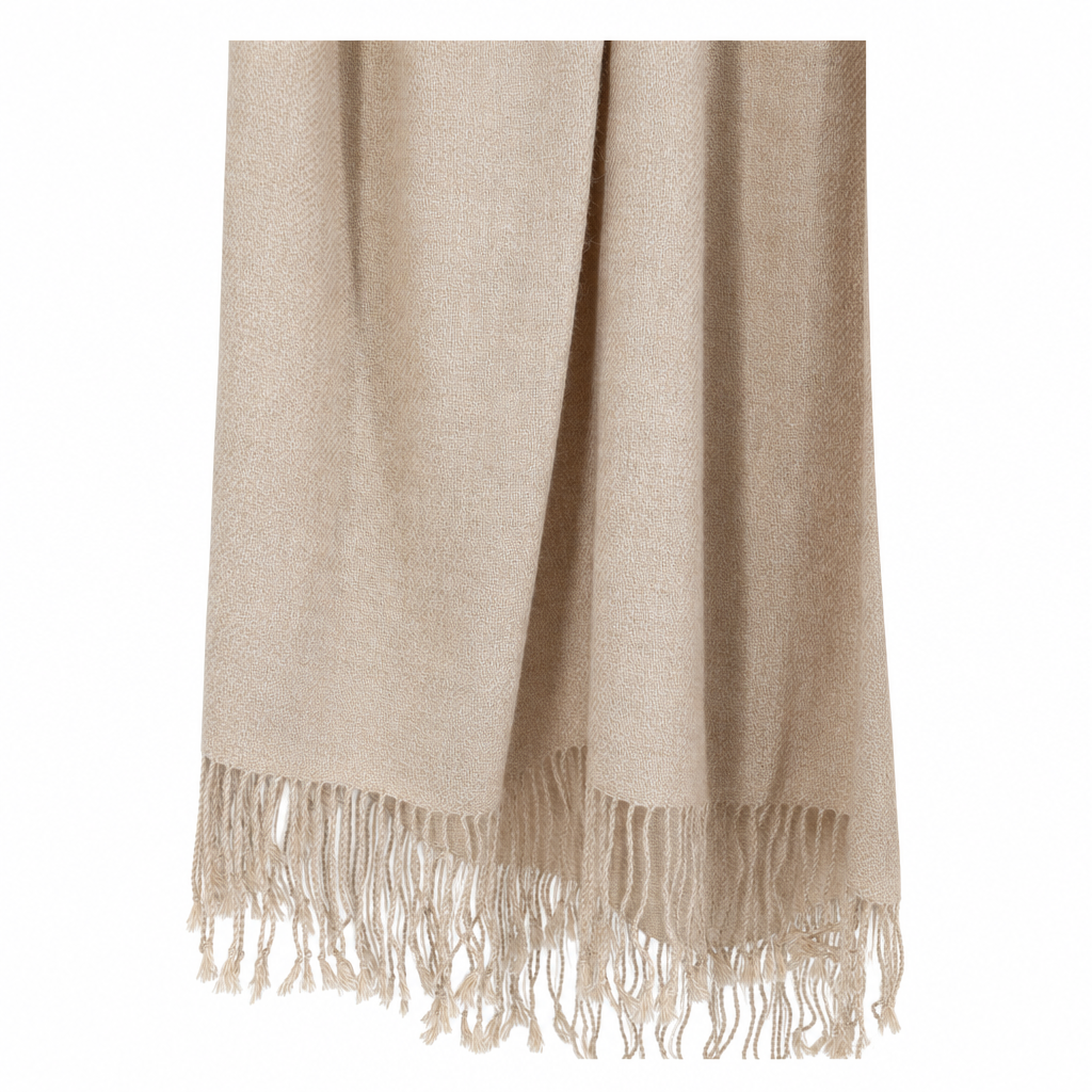 Handloomed 100% Undyed Baby Alpaca Throw Blanket | Ivory Mist | Wasi Collection
