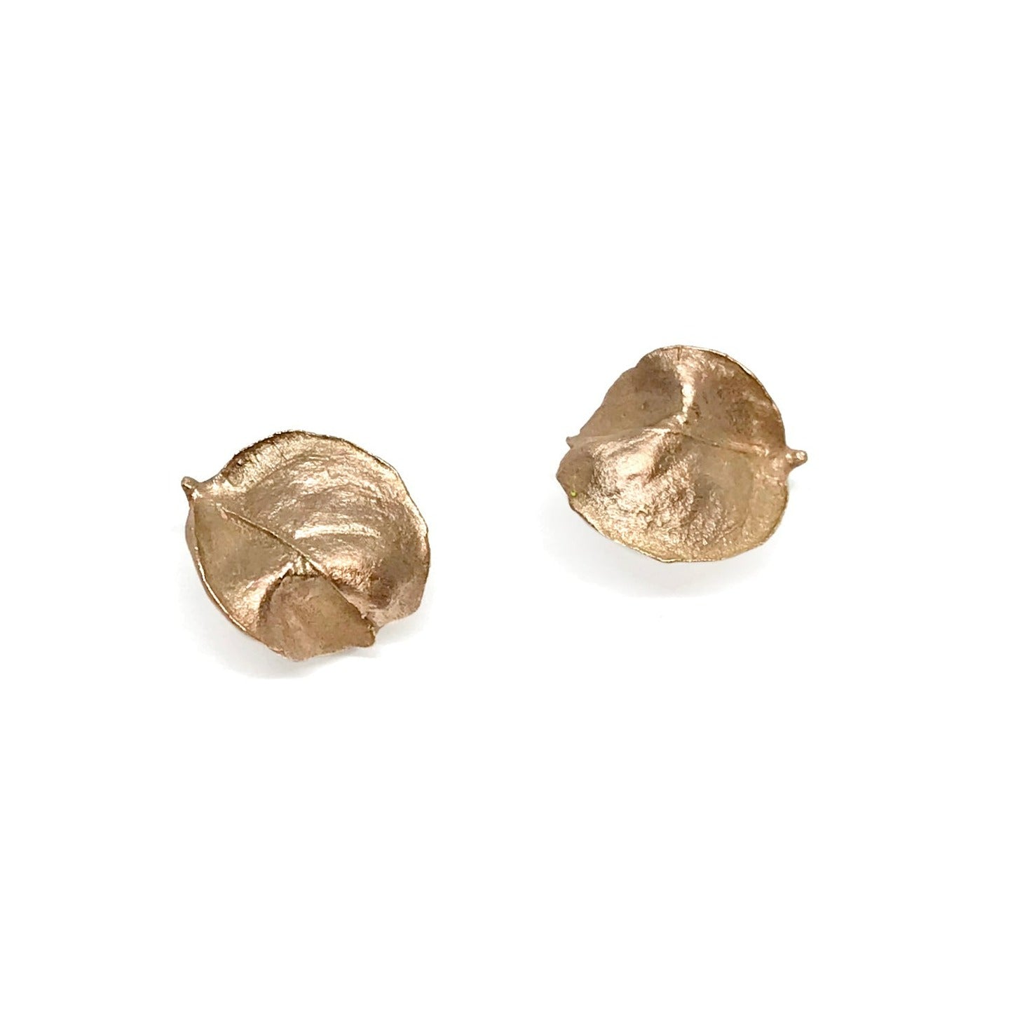 Brooklyn Autumn Leaf Cast Earrings in 10K and 18K Pink Gold - Paz Lifestyle 