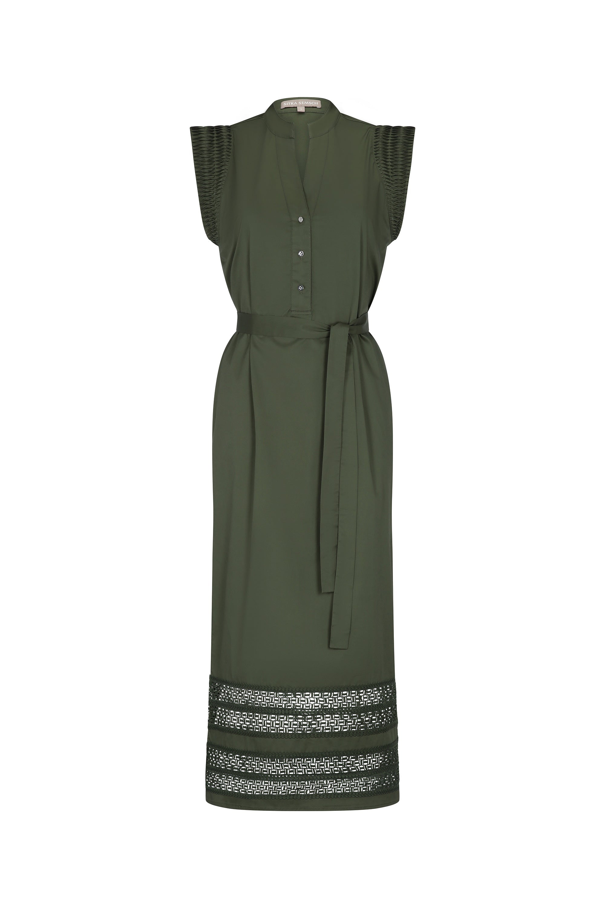 Maki Nehru Collar Dress | Olive