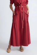 Milena Cotton Maxi Skirt | Wine