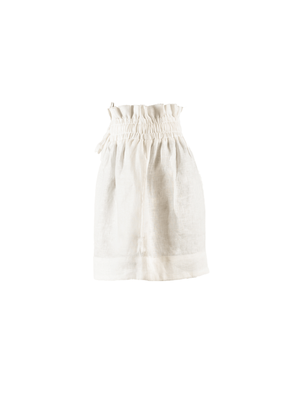 Kep Linen High Waisted Lounge Short in White - Paz Lifestyle 