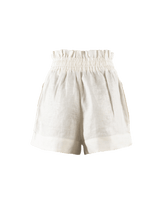 Kep Linen High Waisted Lounge Short in White - Paz Lifestyle 