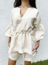 Koh Rong Linen Lounge Top in White - Paz Lifestyle 