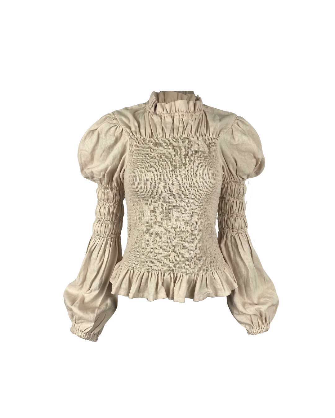 Rohnea Linen Shirring Turtleneck in Cream - Paz Lifestyle 