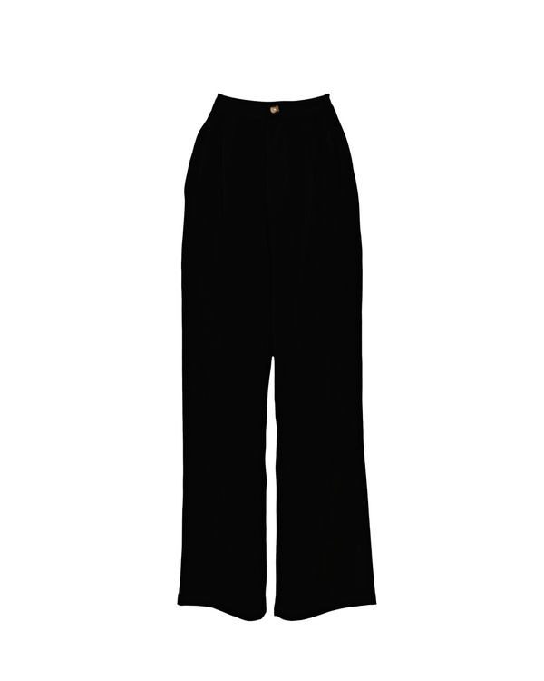 High Waisted Pleated Trouser Pant in Black - Paz Lifestyle 