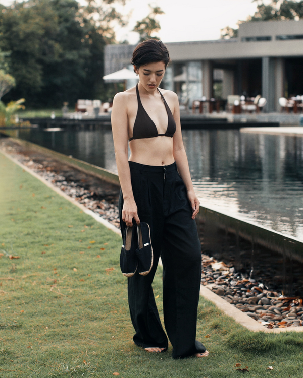 High Waisted Pleated Trouser Pant in Black - Paz Lifestyle 