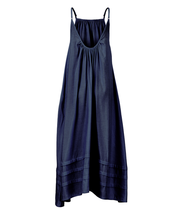 Pleated A-Line Maxi Tank Dress in Navy - Paz Lifestyle 