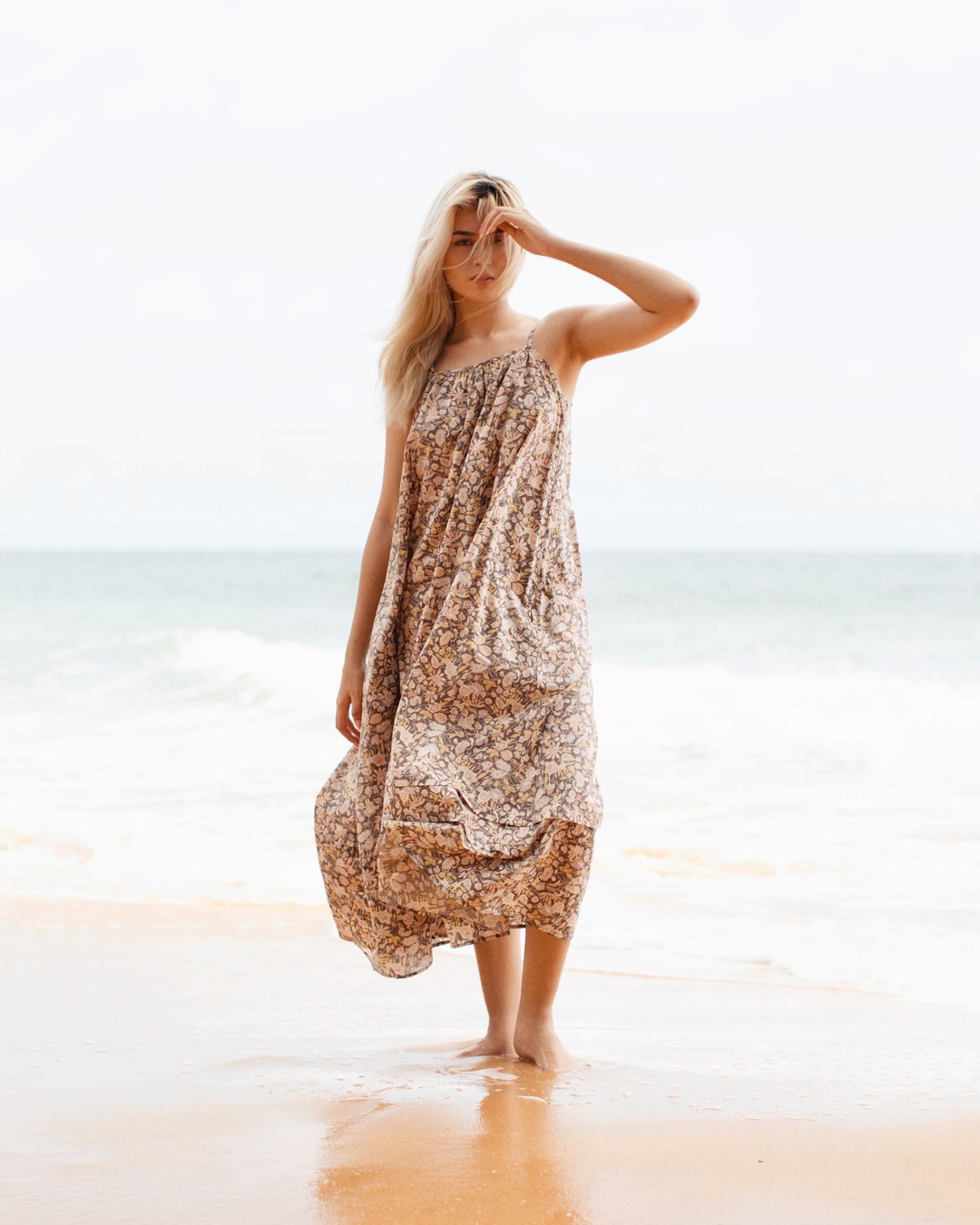 Pleated A-Line Maxi Tank Dress in Navy - Paz Lifestyle 