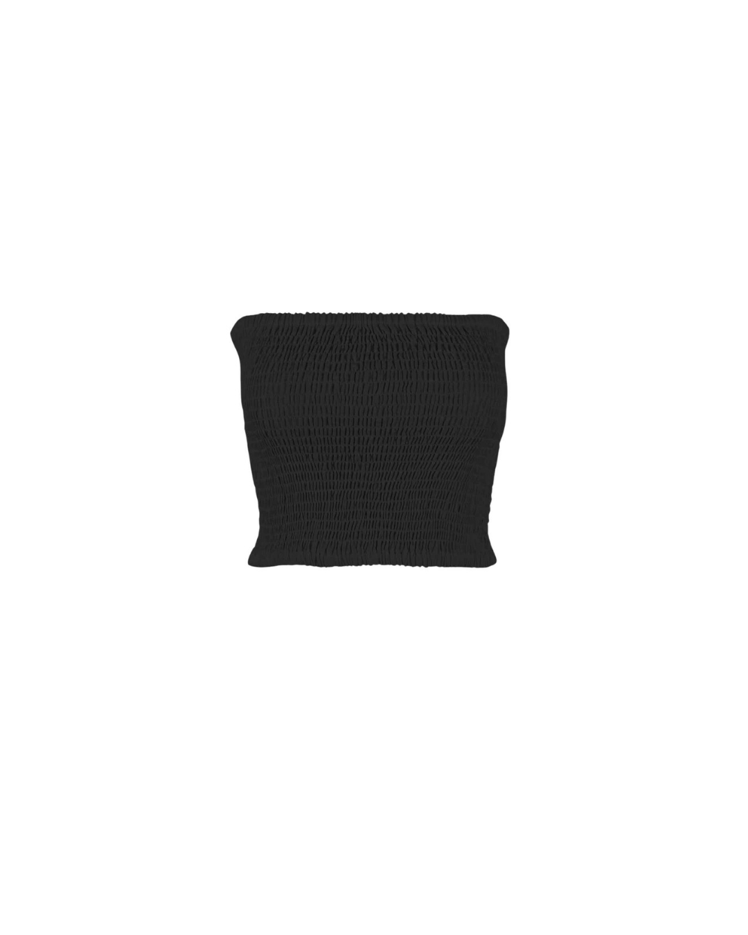 Shirred Cropped Tube Top in Black - Paz Lifestyle 