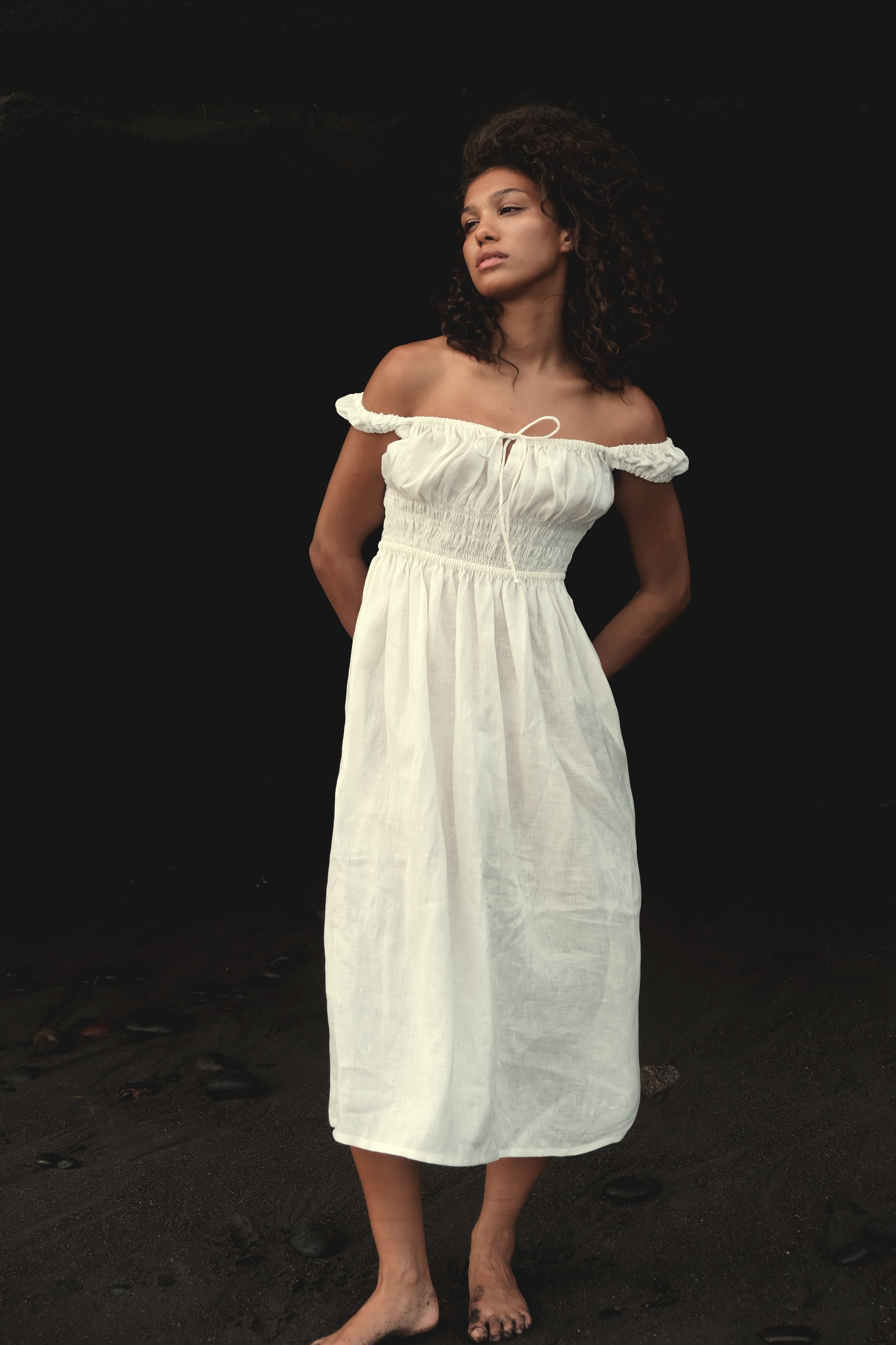 Gathered Bust Dress in White - Paz Lifestyle 