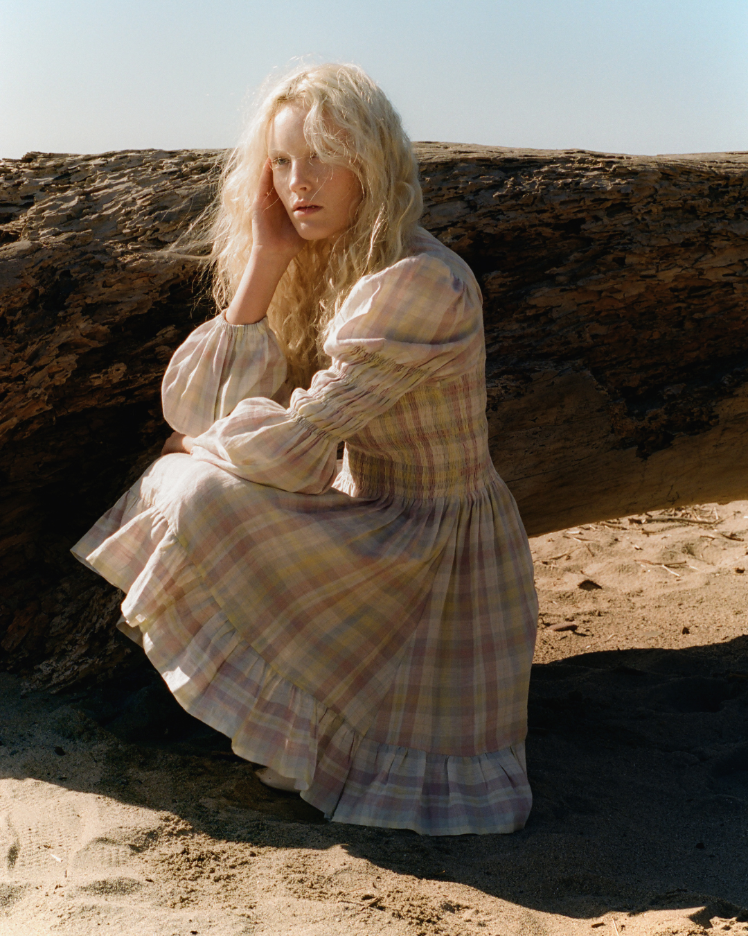 Shirred Turtleneck Mini Dress in Plaid - Paz Lifestyle 