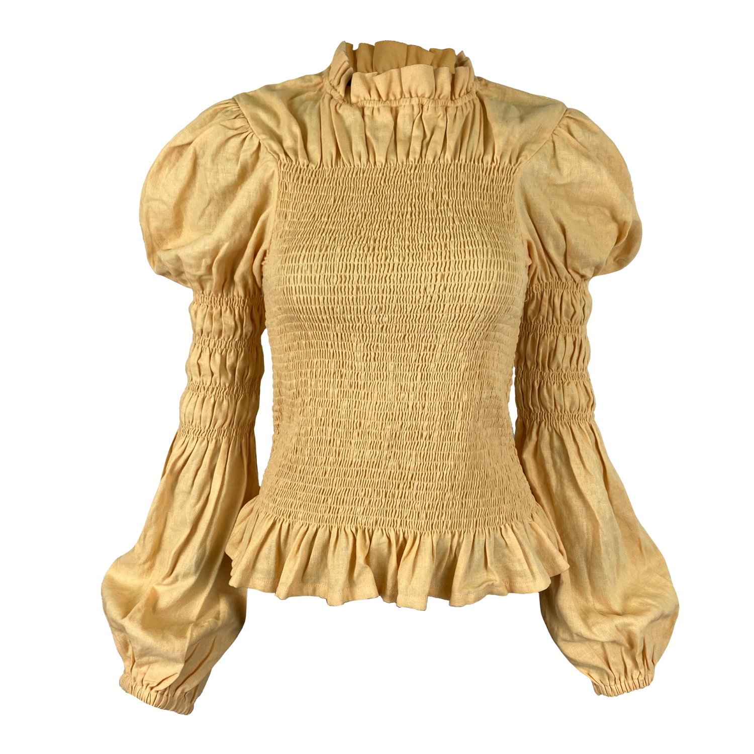 Rohnea Linen Shirring Turtleneck in Sherbert Orange - Paz Lifestyle 